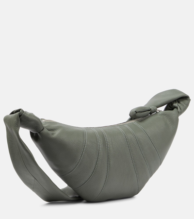 Shop Lemaire Croissant Small Leather Shoulder Bag In Green