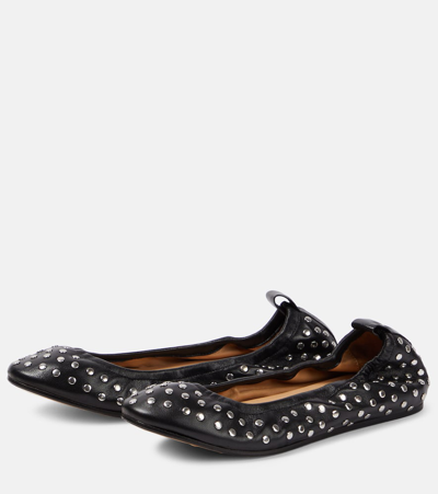 Isabel Marant Belna Studded Leather Ballerina Flats In Black