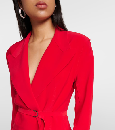 Shop Norma Kamali Double-breasted Jersey Blazer In Red