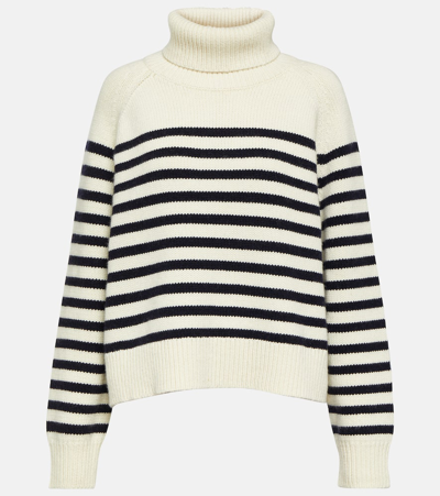 Shop Nili Lotan Gideon Striped Wool And Cashmere Sweater In White