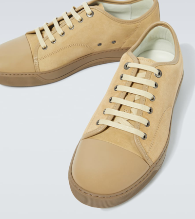 Shop Lanvin Suede And Leather Sneakers In Brown