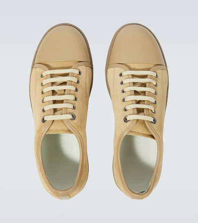 Shop Lanvin Suede And Leather Sneakers In Brown