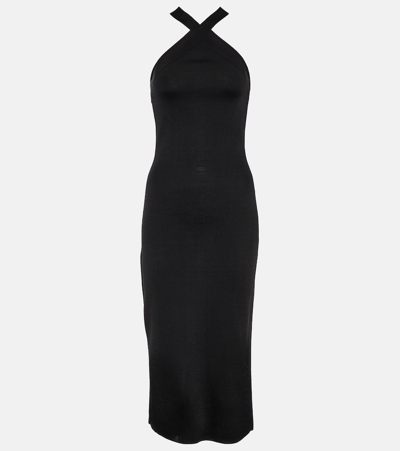 Shop Nili Lotan Modena Jersey Midi Dress In Black