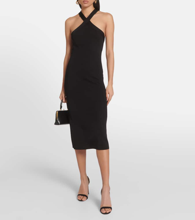 Shop Nili Lotan Modena Jersey Midi Dress In Black