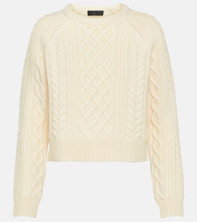 Shop Nili Lotan Coras Cable-knit Wool Sweater In White