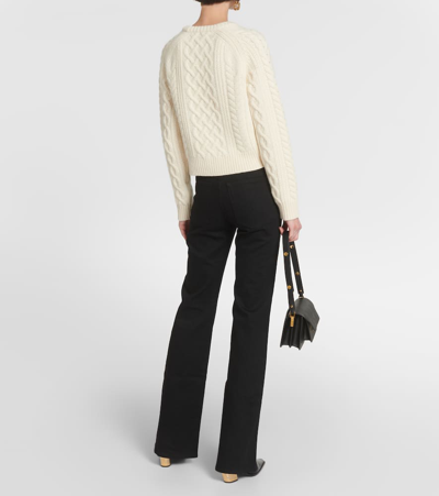 Shop Nili Lotan Coras Cable-knit Wool Sweater In White