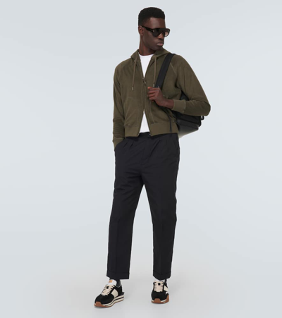 Tom Ford Terry-cloth Cotton Hoodie In Green