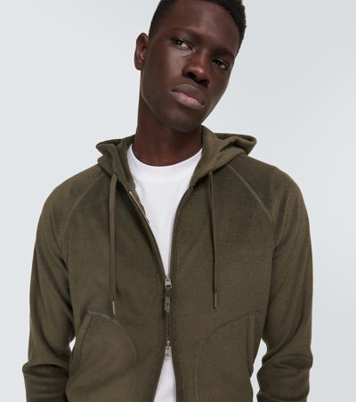 Shop Tom Ford Towelling Cotton Hoodie In Green