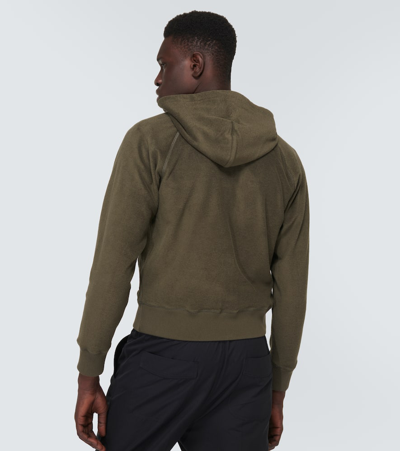 Shop Tom Ford Towelling Cotton Hoodie In Green