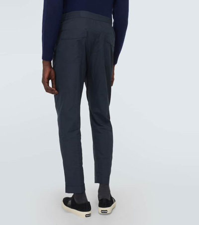 Shop Tom Ford Cotton And Silk Straight Pants In Blue