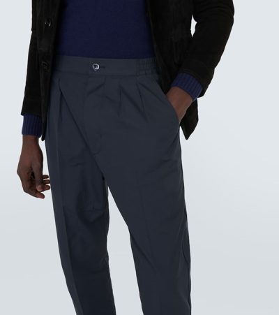 Shop Tom Ford Cotton And Silk Straight Pants In Blue