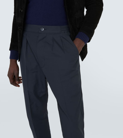 Tom Ford Cotton And Silk Straight Pants In Blue