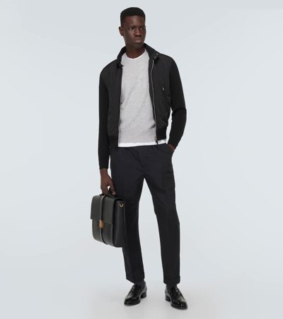 Shop Tom Ford Cotton And Silk Straight Pants In Black