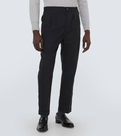 Shop Tom Ford Cotton And Silk Straight Pants In Black