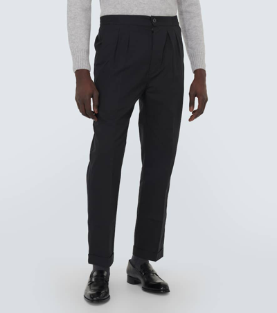Tom Ford Cotton And Silk Straight Pants In Black