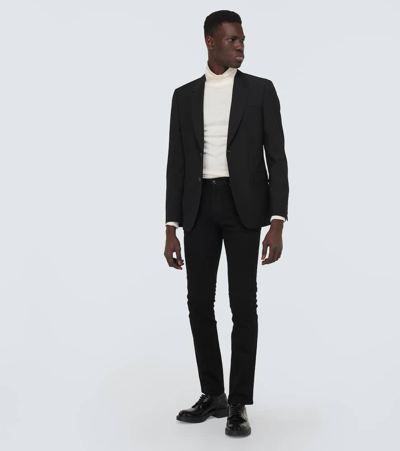 Zegna Jean Roccia En Lin Et Coton Extensible Taupe Foncé In Black