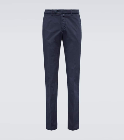 Shop Kiton Cotton-blend Chinos In Blue