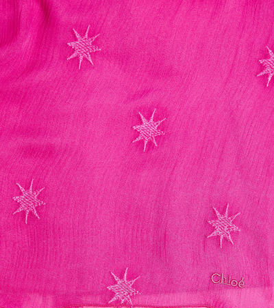 Shop Chloé Kids Baby Short-sleeve Silk Dress In Pink