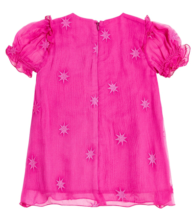 Shop Chloé Kids Baby Short-sleeve Silk Dress In Pink