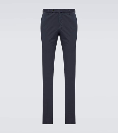 Shop Incotex Cotton-blend Straight Pants In Blue