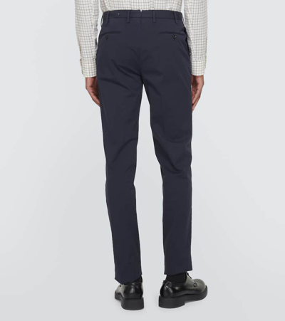 Shop Incotex Cotton-blend Straight Pants In Blue