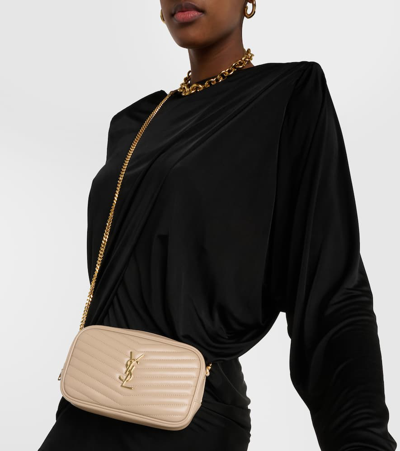 Saint Laurent Quilted Lou Camera Bag In Beige