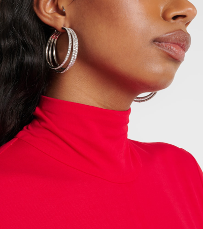 Amina Muaddi Vittoria Crystal-embellished Hoop Earrings In Silver