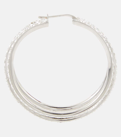 Amina Muaddi Vittoria Crystal-embellished Hoop Earrings In Silver