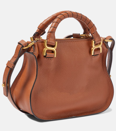 Shop Chloé Marcie Mini Leather Crossbody Bag In Brown