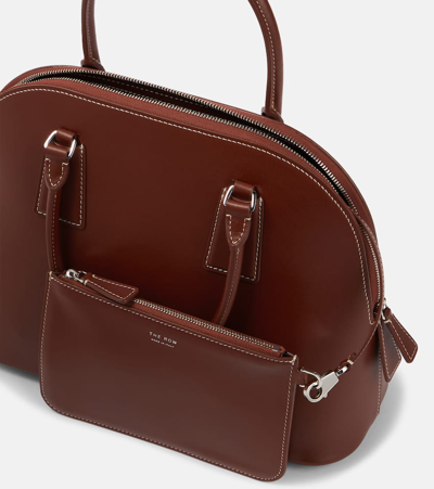The Row Nina Small Leather Tote Bag In Brown