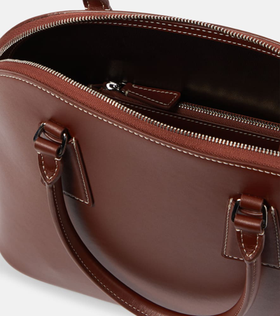 The Row Nina Small Leather Tote Bag In Brown