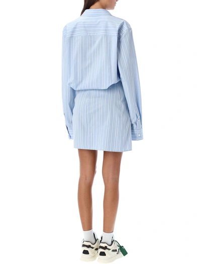 Shop Off-white Stripe Poplin Twist Dress Shirt In Blue