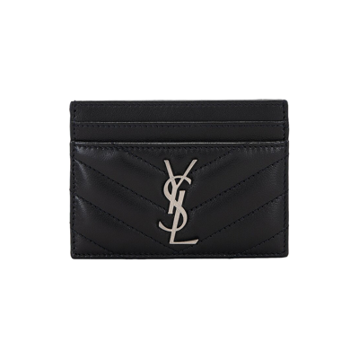 Pre-owned Saint Laurent Cassandre Credit Card Case 'steel Blue'