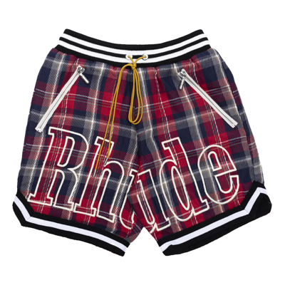 Pre-owned Rhude Flannel Court Logo Short 'multicolor' In Multi-color