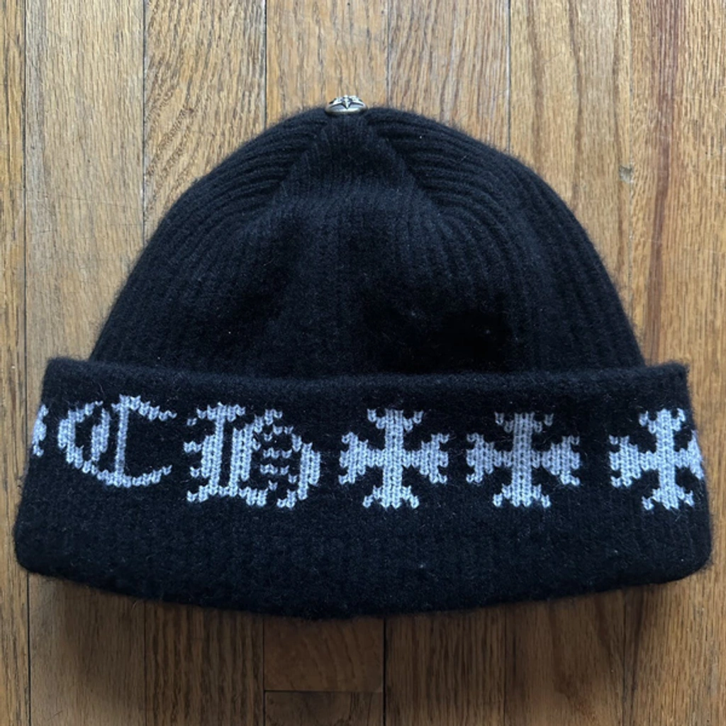 Pre-owned Chrome Hearts Nyc Big Daddy Cashmere Beanie In Black | ModeSens
