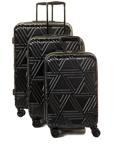 Shop Badgley Mischka Contour Collection 3pc Hardside Luggage Set In Black