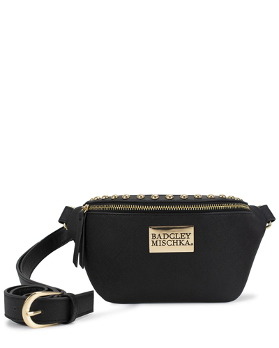 Badgley Mischka Sage Scuba And Vegan Leather Belt Bag In Black