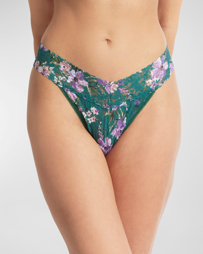 Shop Hanky Panky Printed Original-rise Signature Lace Thong In Flowers In Your H
