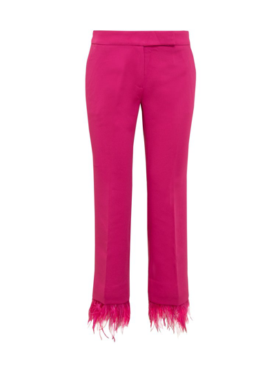 Shop Michael Michael Kors Feather Detailed Stretch Trousers In Pink