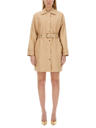 Shop Michael Michael Kors Belted Twill Trench Coat In Beige