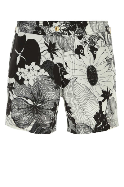Shop Tom Ford Allover Floral Print Swim Shorts In Multi