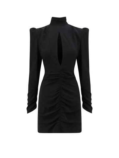 Shop Alessandra Rich Ruched Detailed Mini Dress In Black