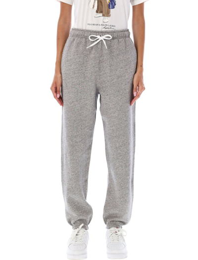 Shop Polo Ralph Lauren Logo Embroidered Drawstring Track Pants In Grey