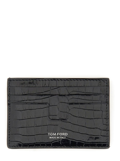 Shop Tom Ford Logo Printed Embossed Cardholder In Black