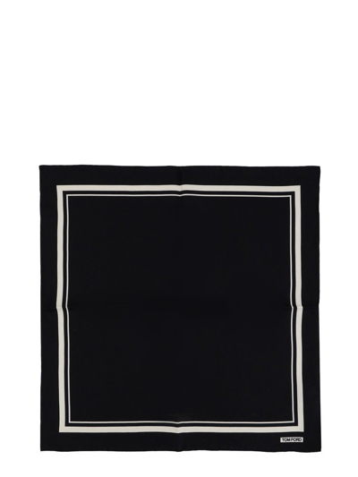 Shop Tom Ford Tonal Frame Pocket Square Scarf In Black