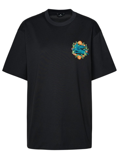 Shop Etro Logo Embroidered Oversized T In Black