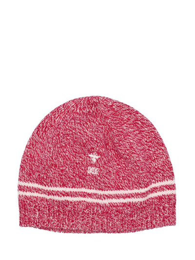 Shop Baby Dior Logo Embroidered Knit Beanie In Pink