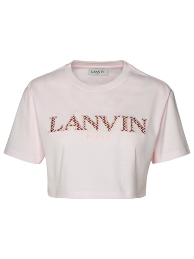 Shop Lanvin Logo Embroidered Cropped T In Pink