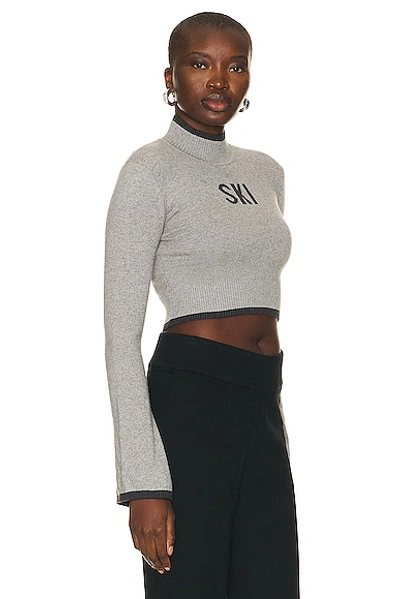 Shop Year Of Ours Ski Bell Sleeve Crop Sweater In Heather Grey & Dark Gray