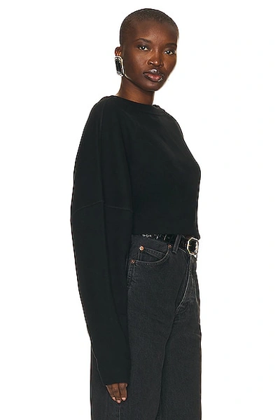 Saint Laurent Balloon-sleeves Cropped Sweatshirt In Noir